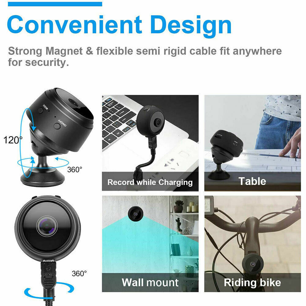 Mini Compact WiFi Home Security Camera – Night Vision HD USB 1080P